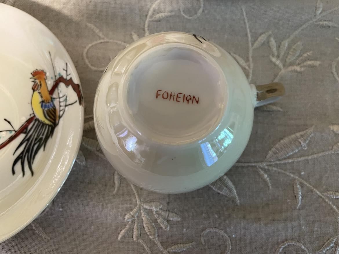 Vintage Hand-painted 'Foreign' Tea Cup & Saucer Set